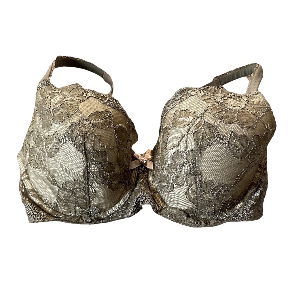 Victoria's Secret Lace Full Coverage Bra 32DDD Olive Green Underwired